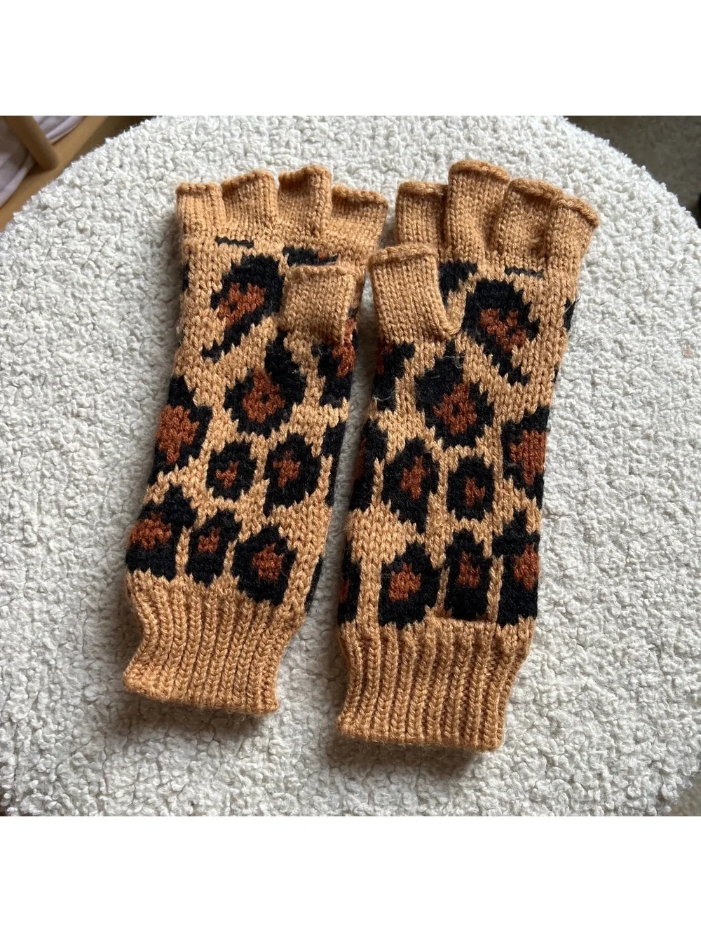 Betsey Johnson Leopard Print Fingerless Gloves